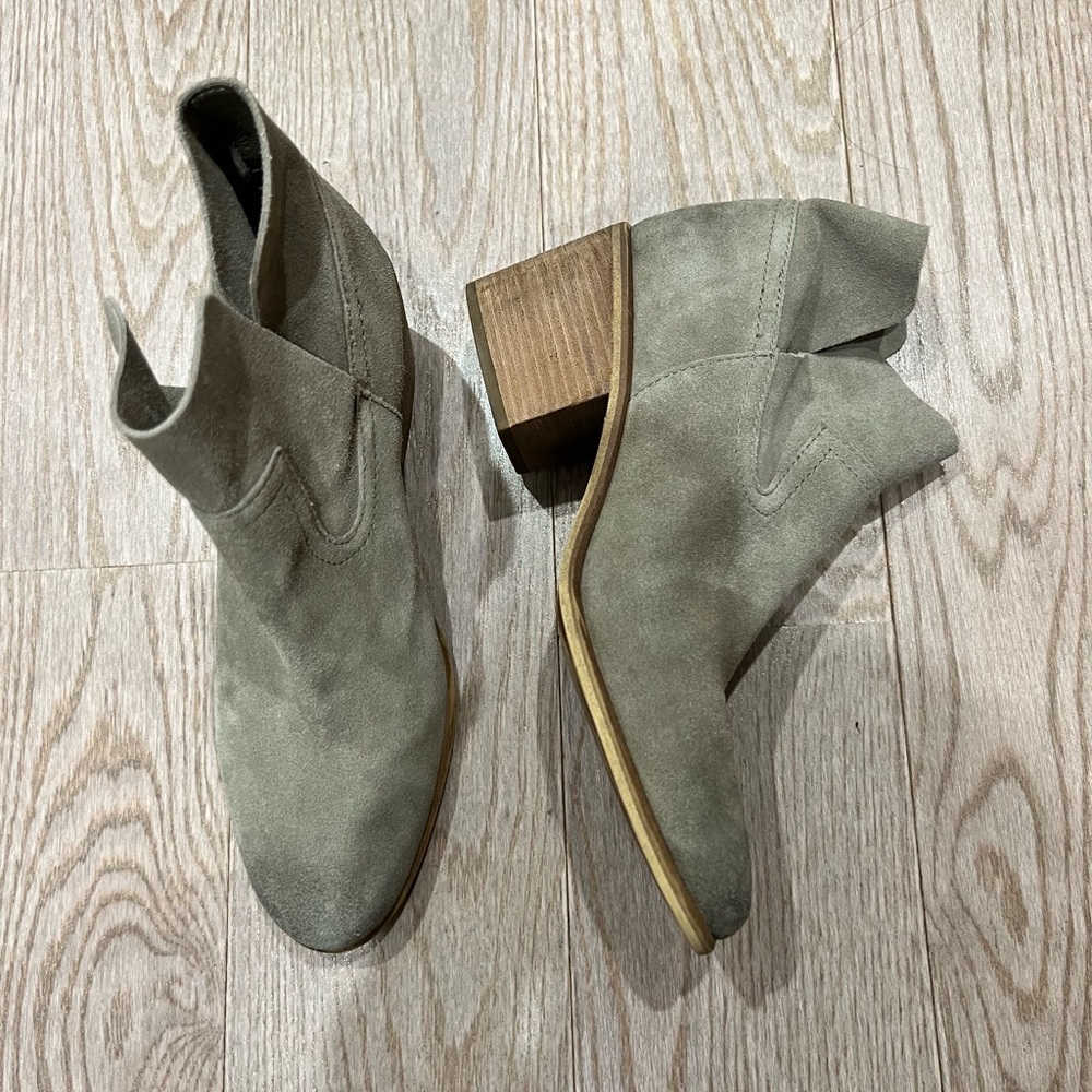 Gray suede booties
